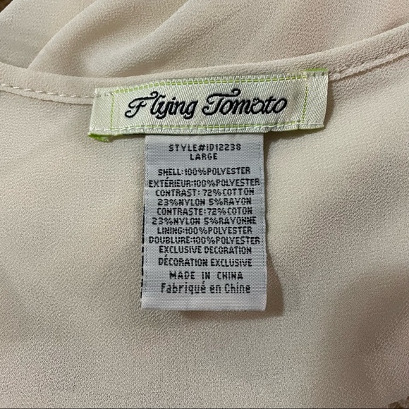 Flying Tomato boho lace mesh shear bell sleeve mini flowy babydoll dress size L - Picture 6 of 6